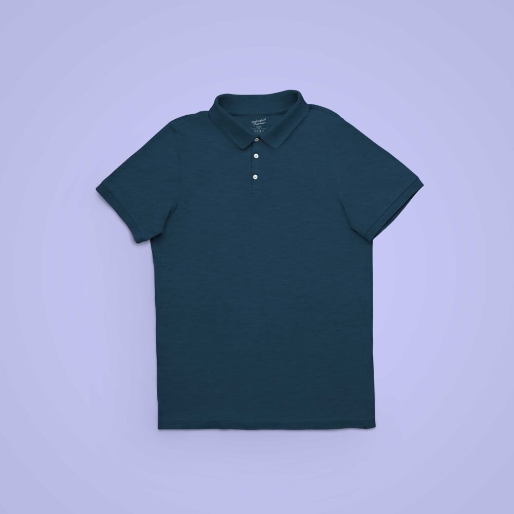 Petrol Blue Solid Collar T Shirt
