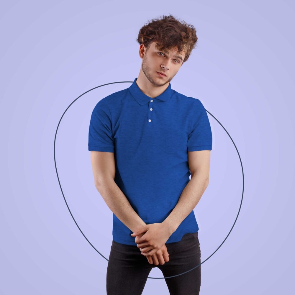 Royal Blue Solid Collar T Shirt