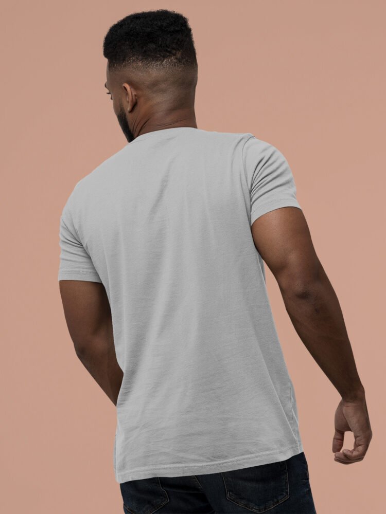 Grey Melange Solid Vneck T Shirt
