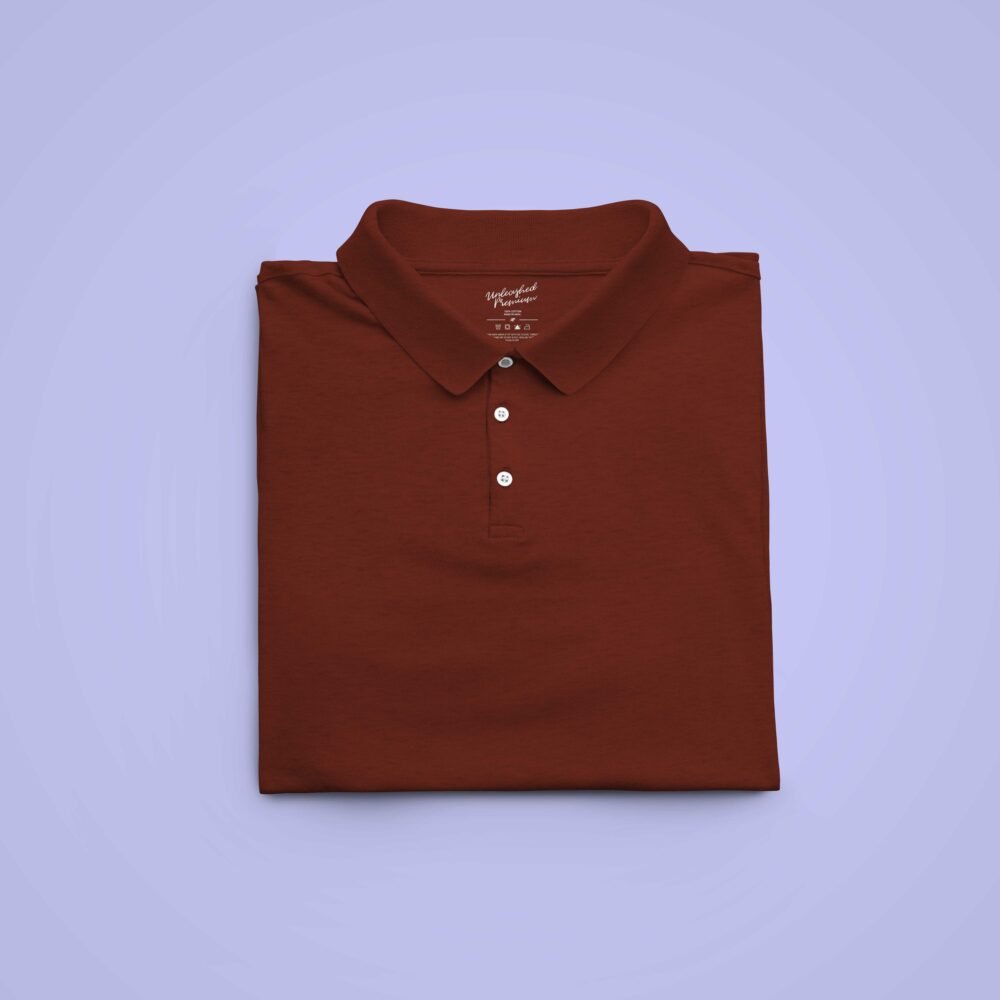 Brick Red Solid Collar T Shirt