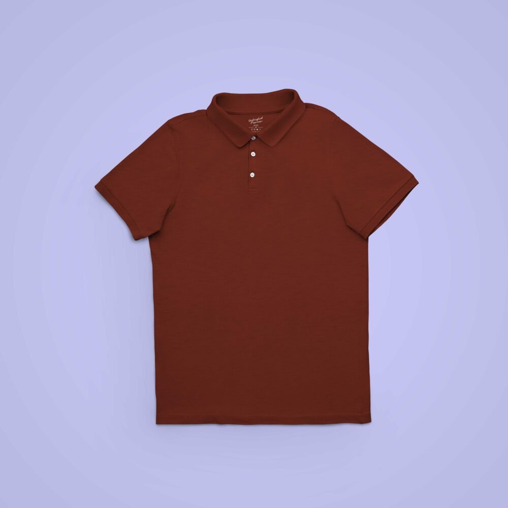 Brick Red Solid Collar T Shirt