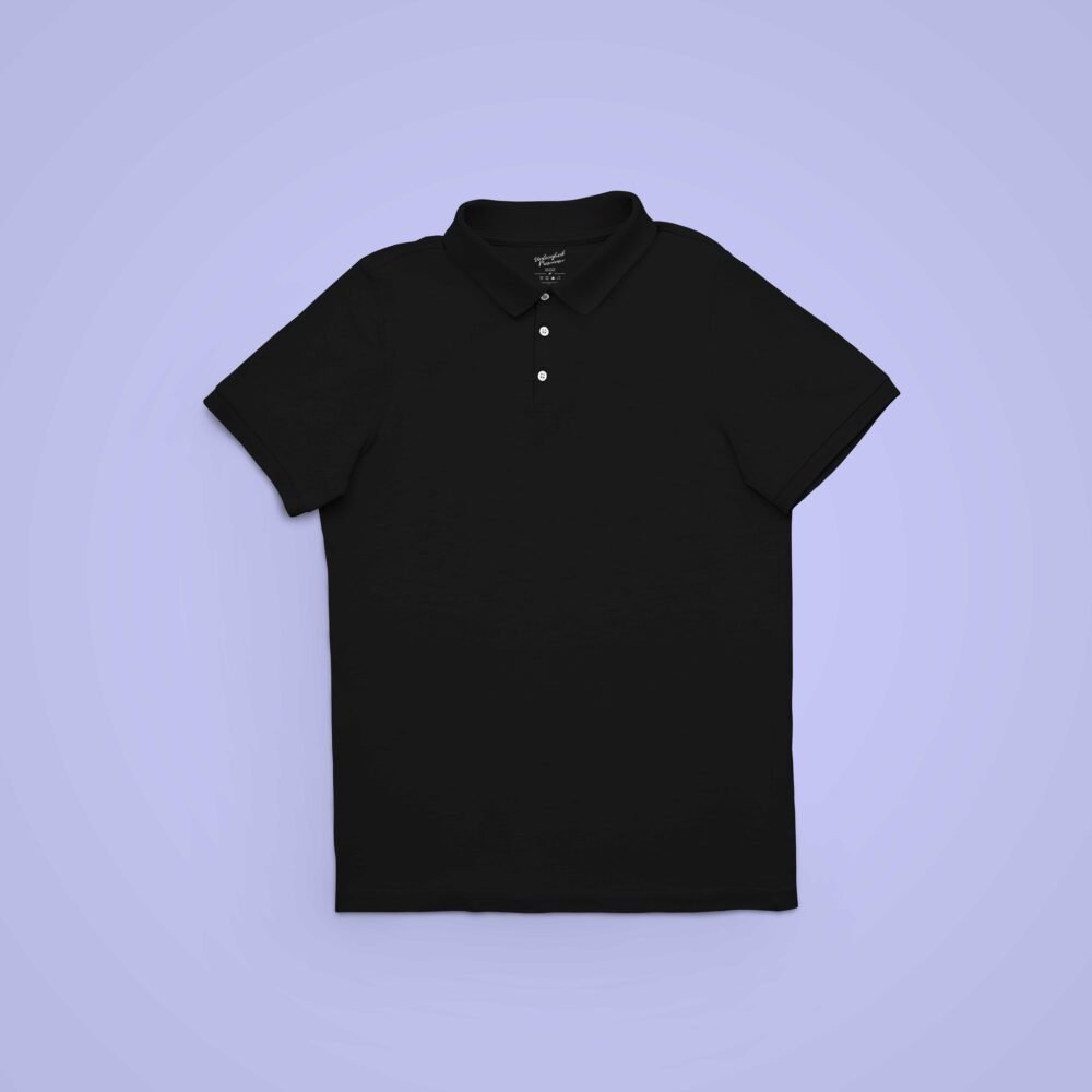 Black Solid Collar T Shirt