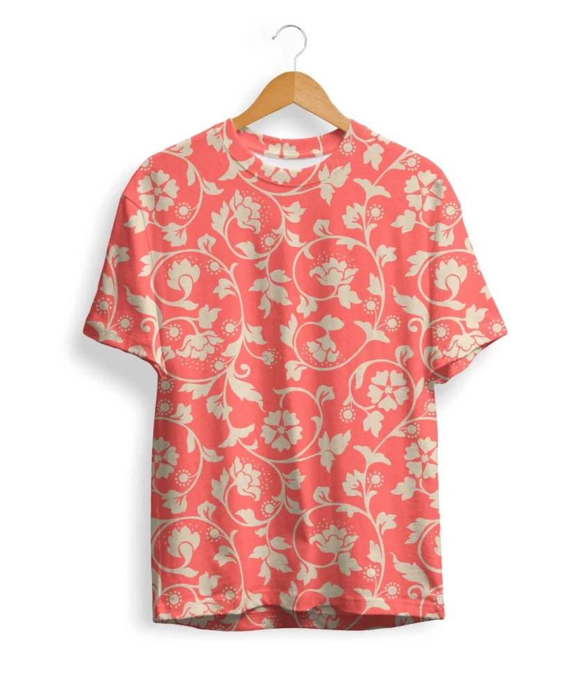 Red Leafs Pattern T-Shirt