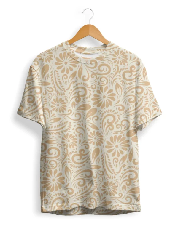 Brown Flowers Pattern T-Shirt