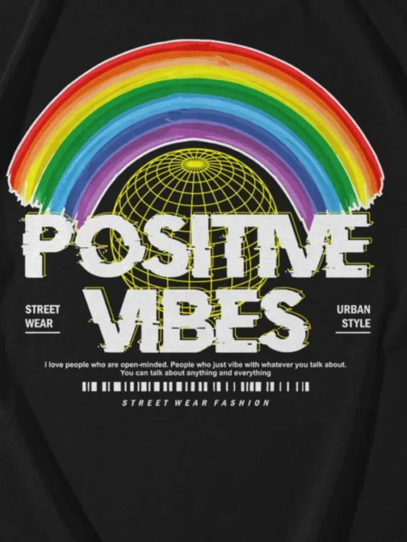 Rainbow Positive Vibes Oversized T Shirt