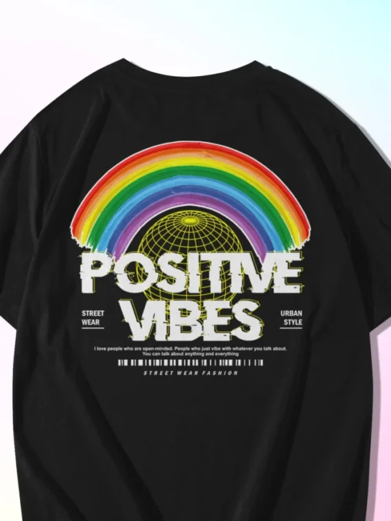 Rainbow Positive Vibes Oversized T Shirt