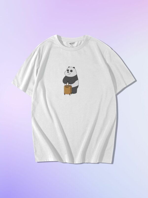 travel panda white oversized t shirt front
