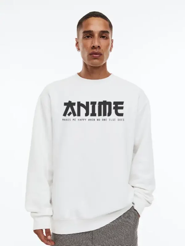 Anime Text  Oversized Sweatshirt